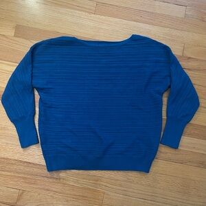 Chicos Pullover Sweater Women 1 US Med Royal Blue Knit Boat Neck 2%cashmere